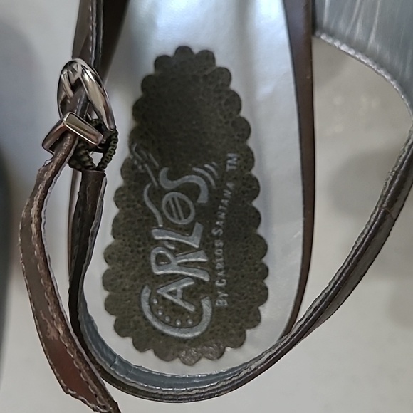 💥3/12 Carlos Olive Green Open-Toe sling back heels with silver hardware size 8 - Picture 7 of 10